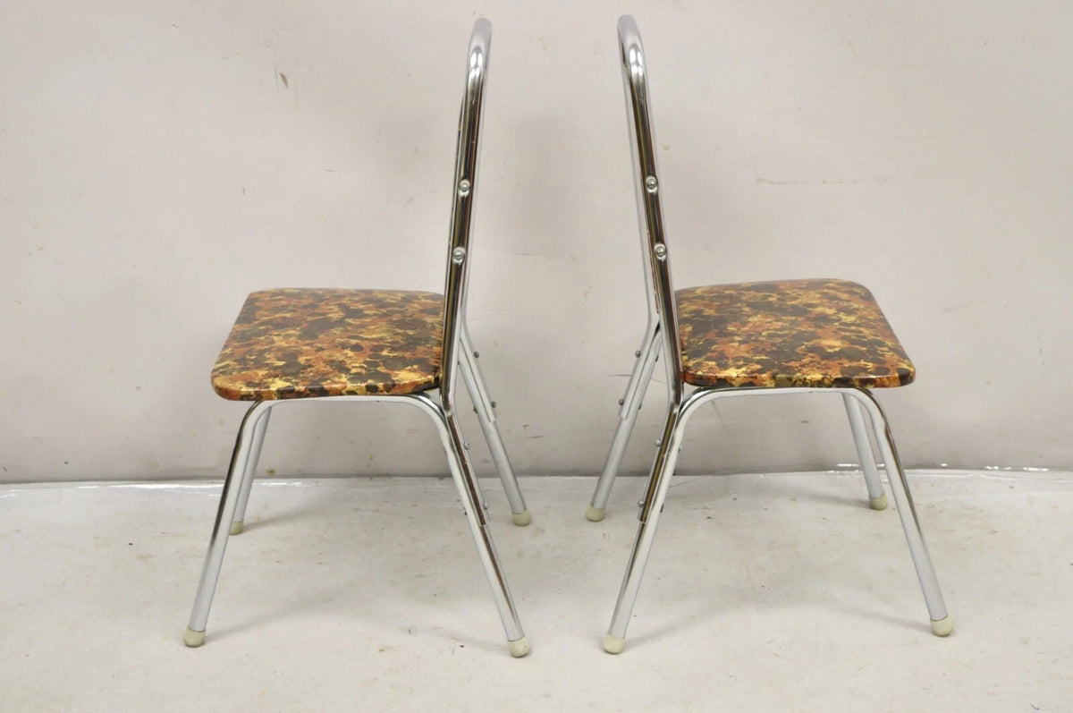 Vintage Children's Small Mid Century Tubular Metal Kitchen Side Chairs - A Pair