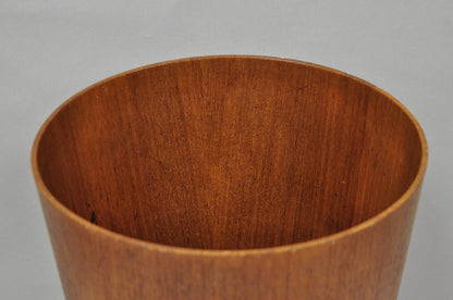Vintage Mid Century Danish Modern Teak Wood Modernist Wastebasket Trash Can