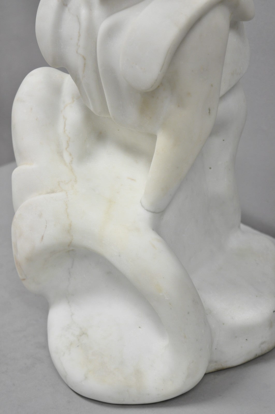 Vintage Seymour Shuren Modern White Carved Marble Male Soldier Figure Sculpture