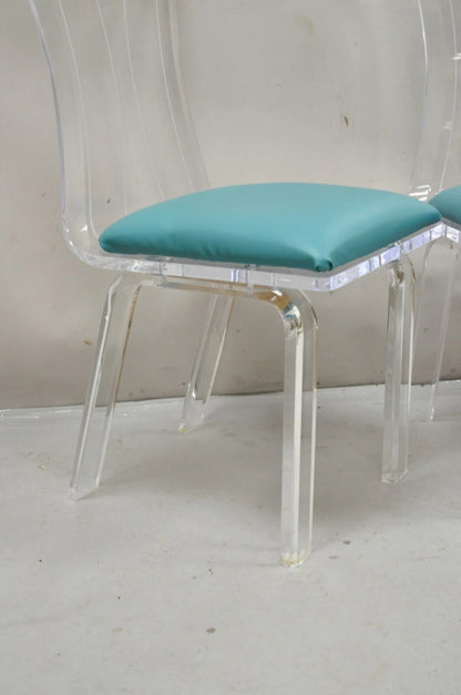 Vintage Mid Century Modern Sculptural Lucite Dining Table & 4 Chairs - 5 Pc Set