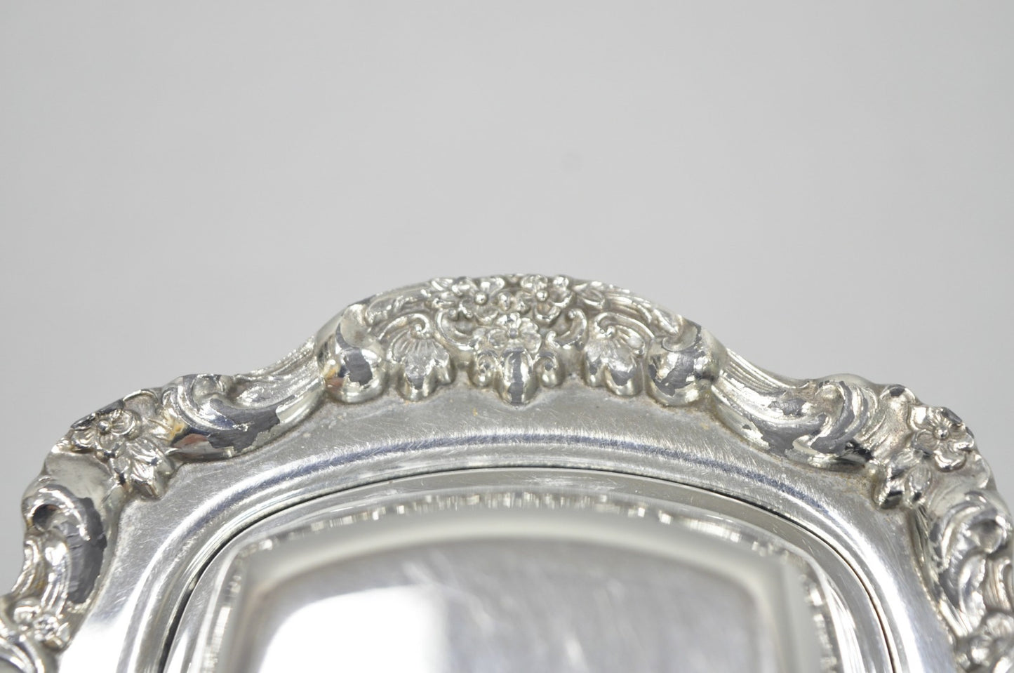 Vintage Lancaster Rose Poole Silver Plated Covered Butter Dish w/ Glass Liner