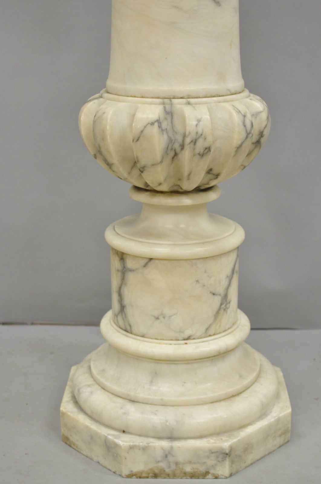 Antique Italian Classical Carved Marble Column Empire Pedestal Bust Stand