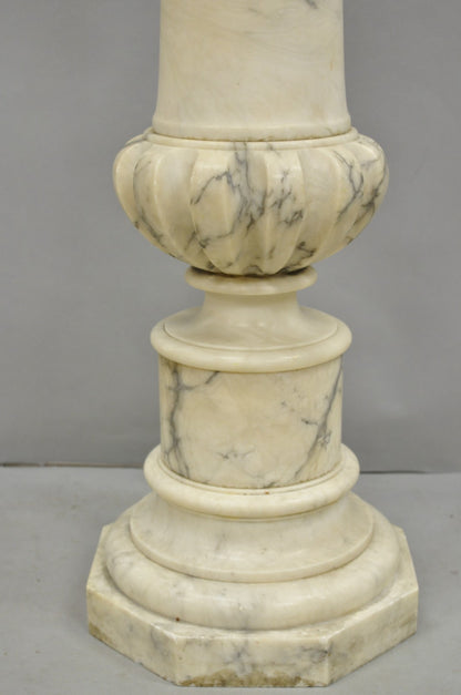 Antique Italian Classical Carved Marble Column Empire Pedestal Bust Stand