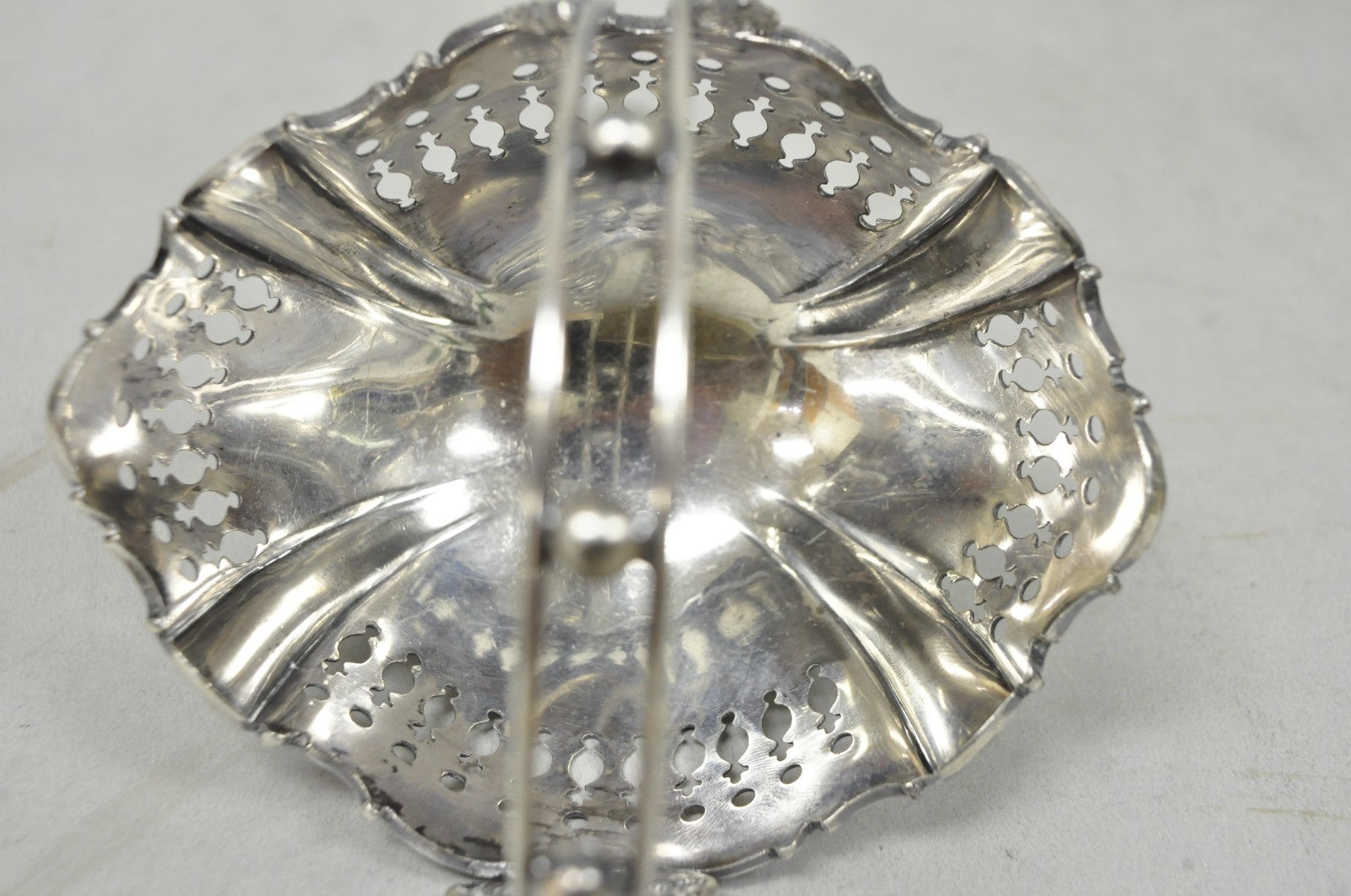 Antique Wallace Bros Victorian Silver Plated Reticulated Small Basket Nut Dish