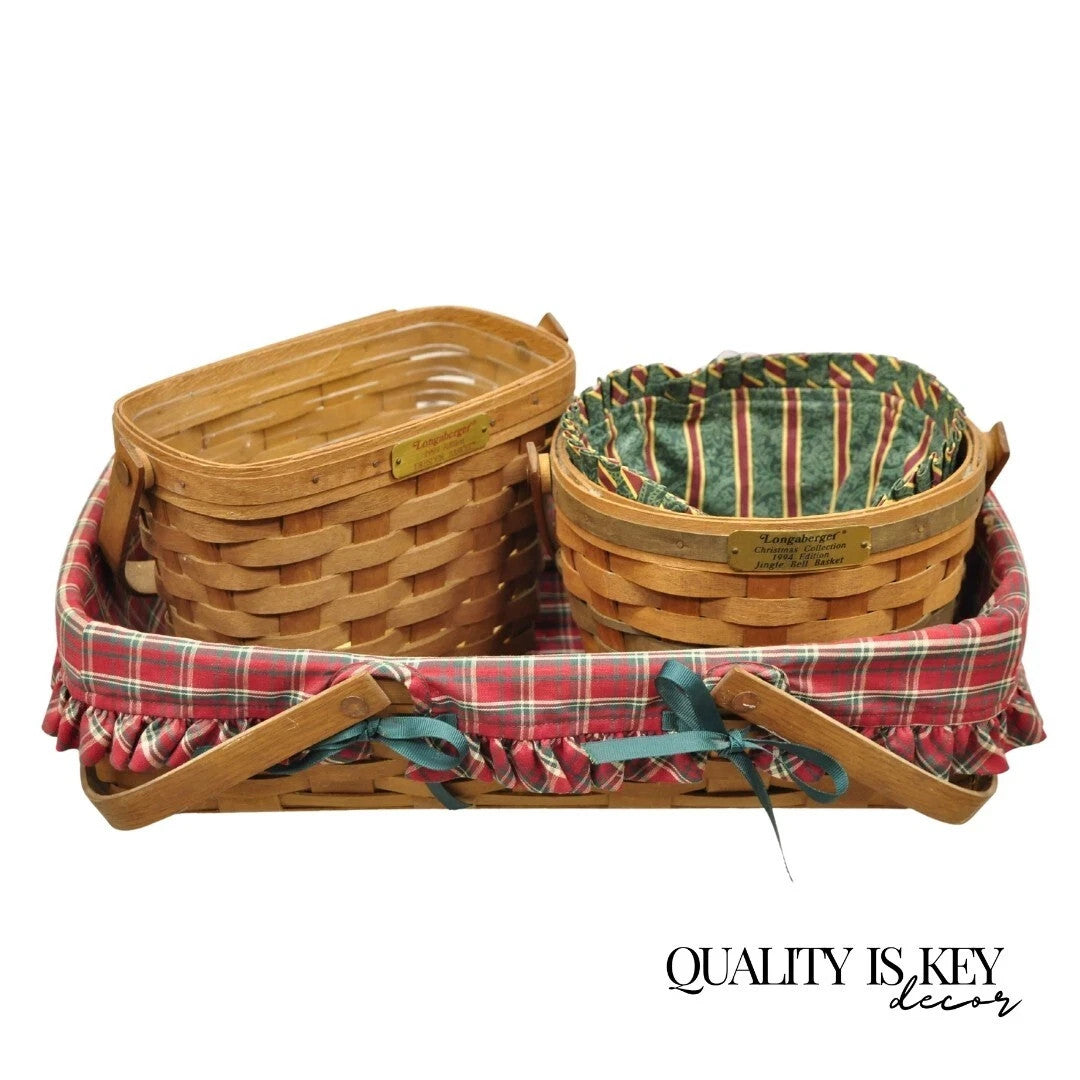 Longaberger 1994 Jingle Bell Basket 1995 Dresden Basket 1988 Basket - 3 Pcs