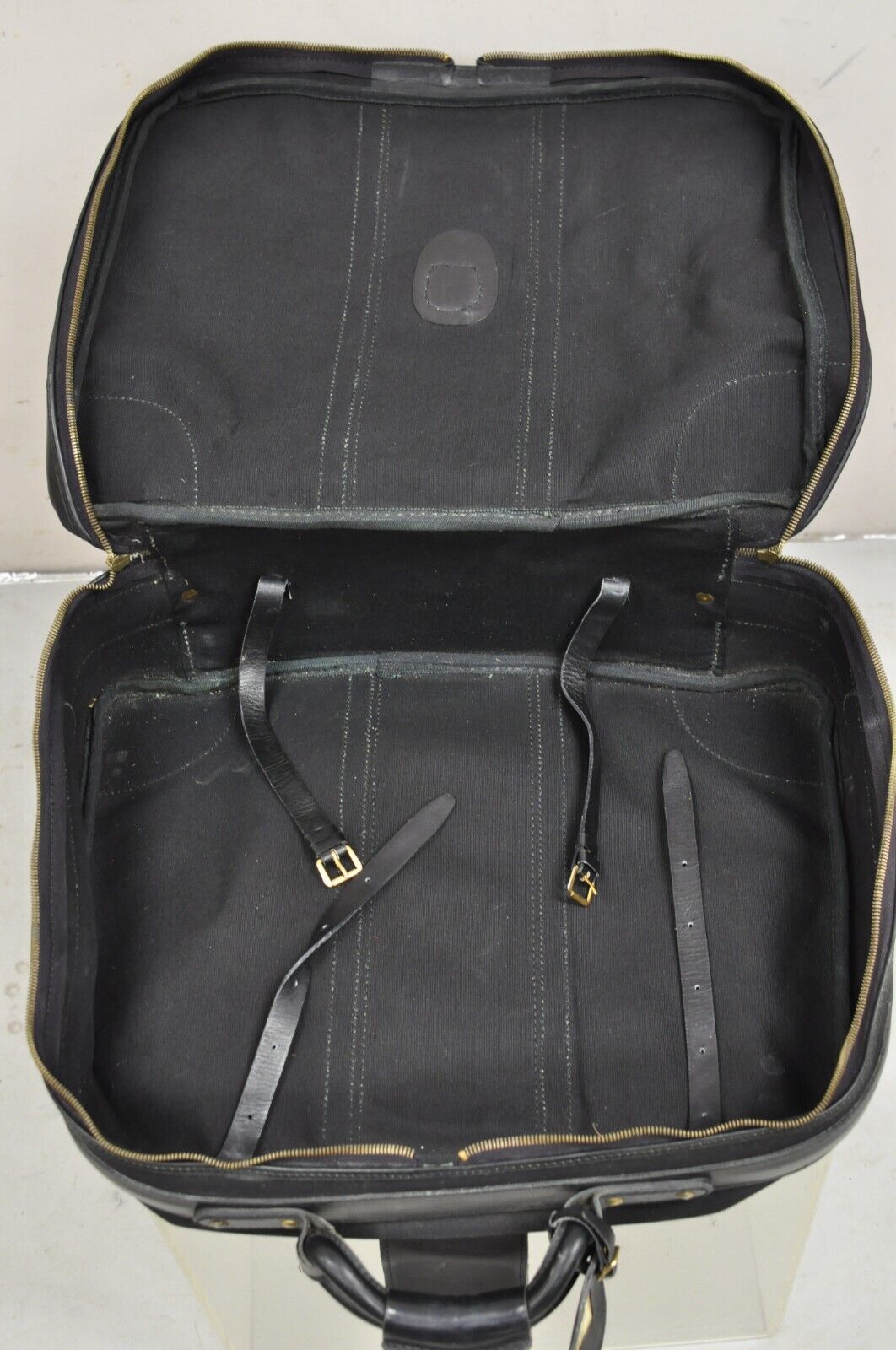 Vintage Gucci Black Canvas & Leather Suitcase Luggage Travel Bag Set - 2 Pcs