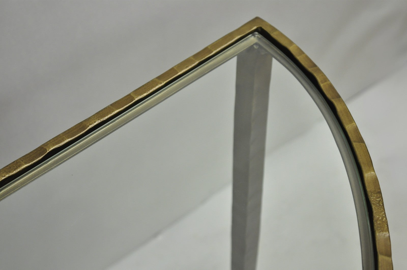 Crate & Barrel Clairemont Demilune Art Deco Wrought Iron & Glass Console Table
