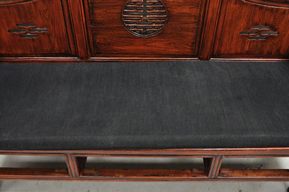 Vintage Chinese Mahogany Carved Wood Pagoda Sofa Hall Wedding Bench