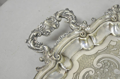Antique Gorham English Victorian Silver Plated Scalloped Serving Platter Tray