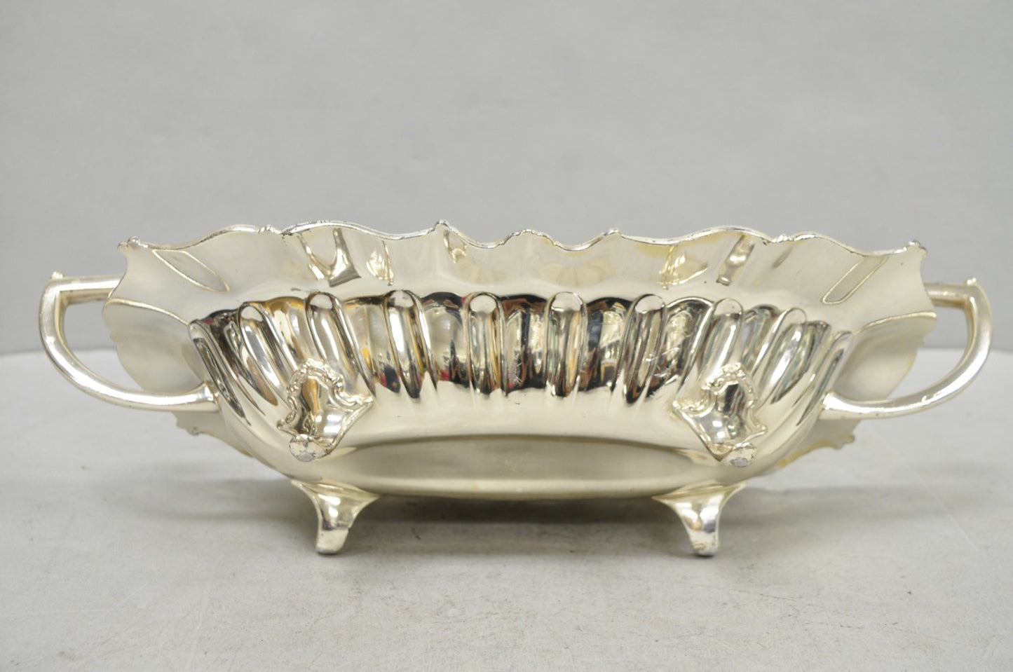 Vintage FB Rogers Victorian Silver Plated Scalloped Centerpiece Fruit Bowl