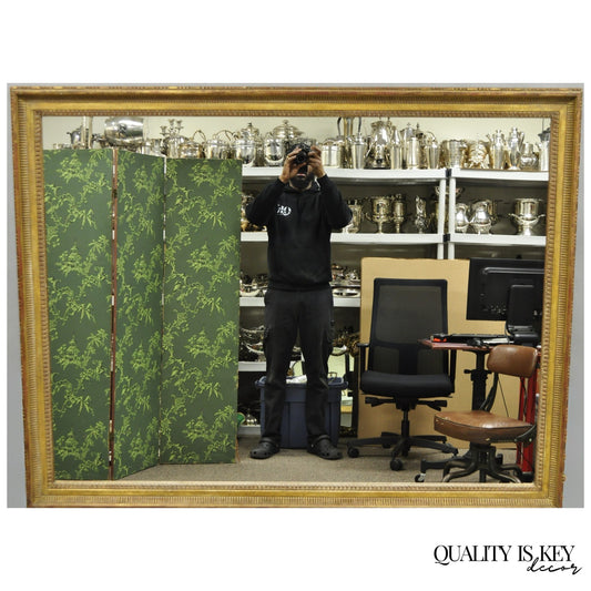 Vintage Italian Hollywood Regency Gold Giltwood Large Rectangular Wall Mirror