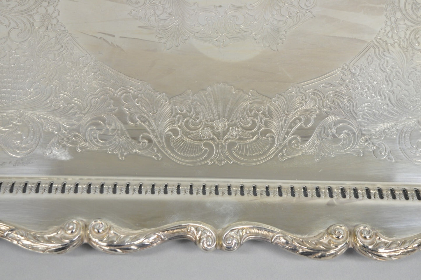 English Silver Large Victorian Silver Plated Rectangular Serving Platter Tray