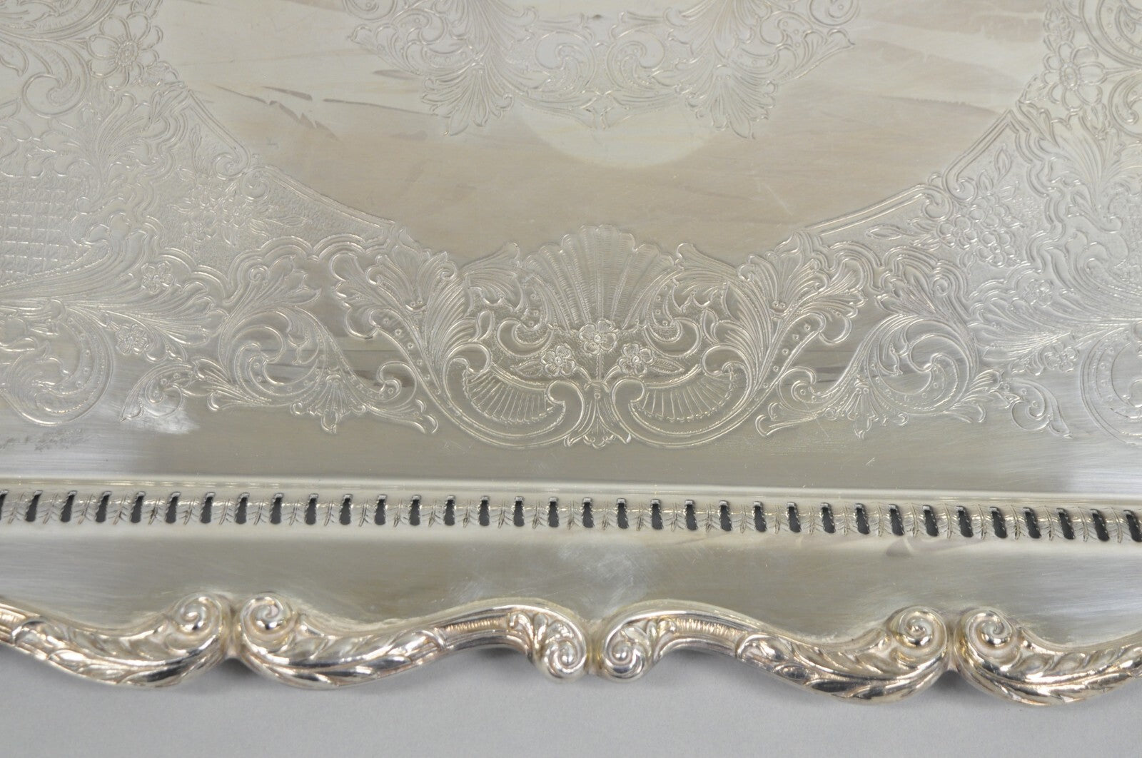 English Silver Large Victorian Silver Plated Rectangular Serving Platter Tray