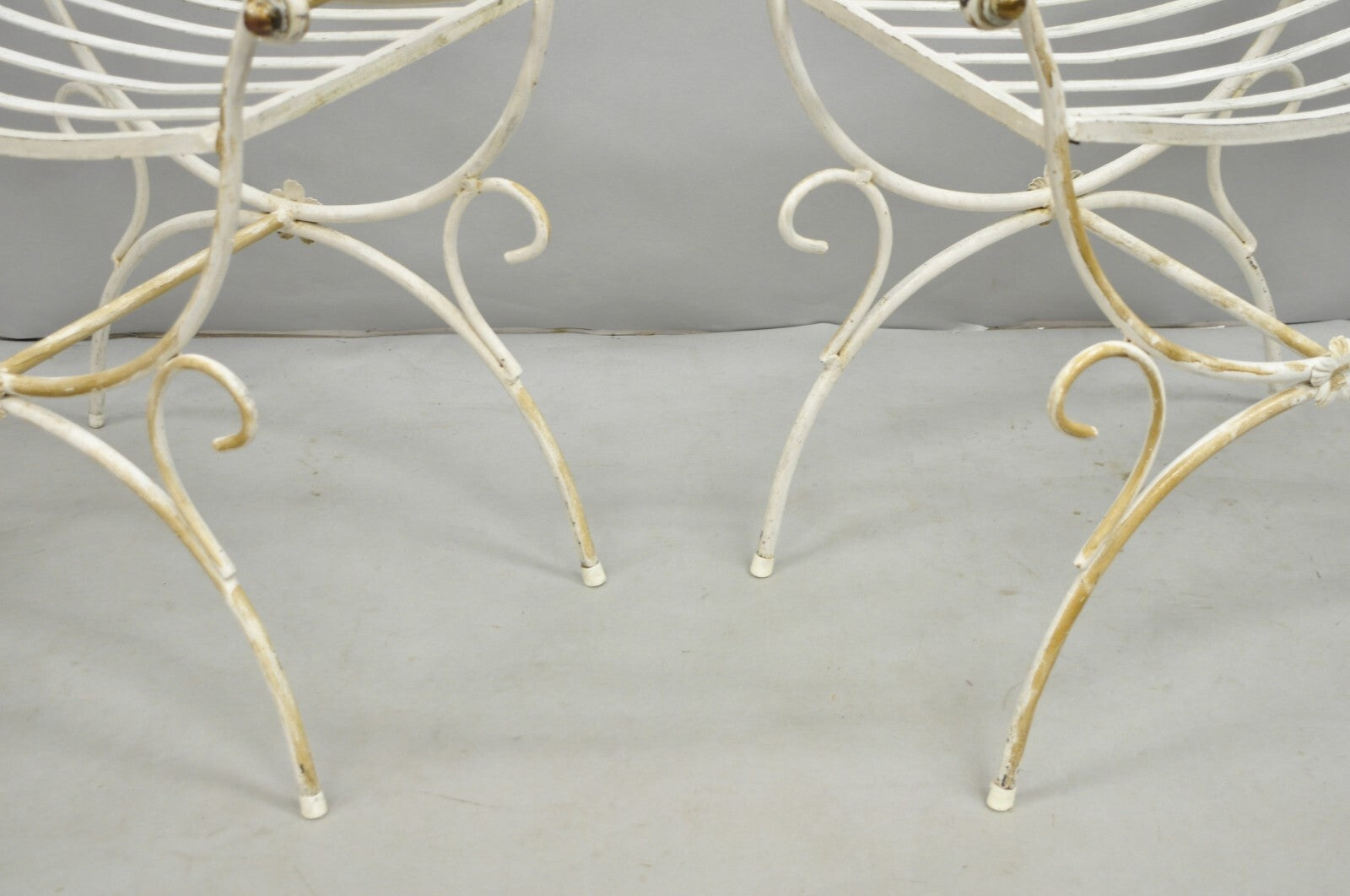 Vintage Italian Regency Wrought Iron & Brass Curule X Frame Stool - a Pair