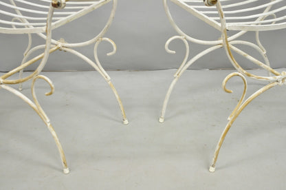Vintage Italian Regency Wrought Iron & Brass Curule X Frame Stool - a Pair