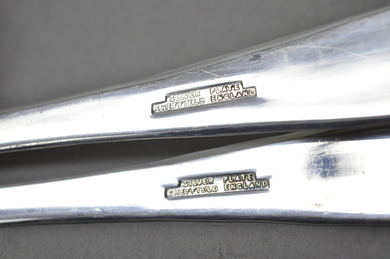 Vintage Sheffield England Modern Silver Plated Salad Serving Set Fork & Spoon