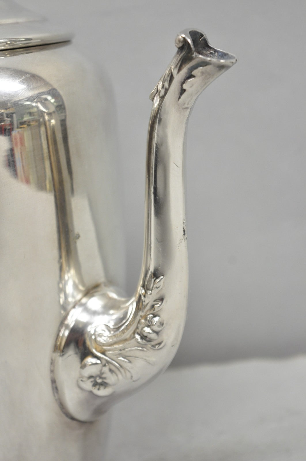 Vintage English Art Nouveau Silver Plated Tulip Flower Handle Design Teapot