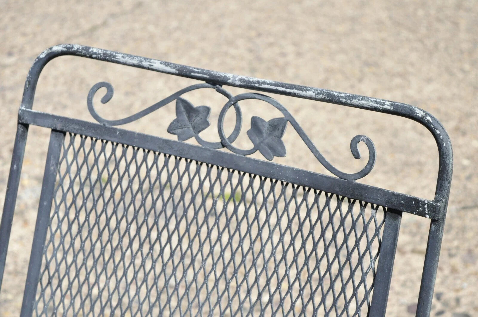 Vintage Woodard Wrought Iron Garden Chaise Lounge Chair w/ Removable Footstool