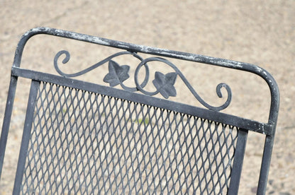 Vintage Woodard Wrought Iron Garden Chaise Lounge Chair w/ Removable Footstool