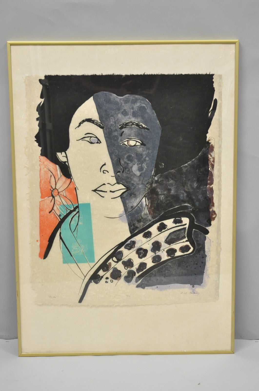 Vintage Robert Kushner 1986 Signed Lithograph Print "Hiroko" for Brooklyn Museum