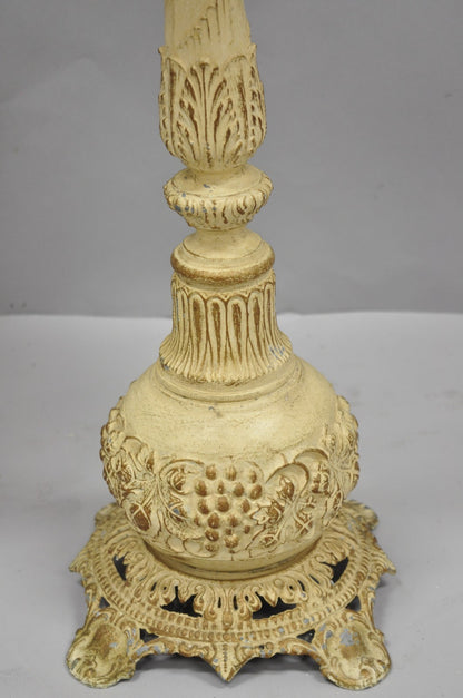 Vintage Hollywood Regency Small Metal Pedestal Marble Top Drinks Side Table Pair