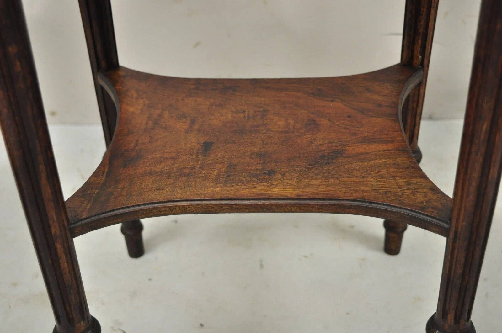 Antique French Louis XVI Style Victorian Oval Marble Top Accent End Side Table