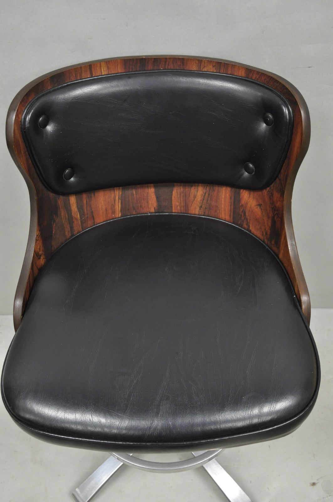 Vintage Daystrom Mid Century Modern Faux Rosewood Laminate Swivel Barstool Chair
