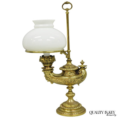 Antique Wild & Wessel Italian Classical Style Brass Figural Lantern Desk Lamp