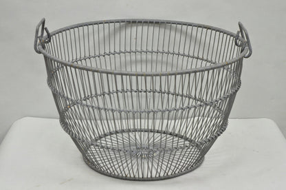 Vintage Industrial Modern Large 24" Metal Wire Oyster Clam Throw Blanket Basket