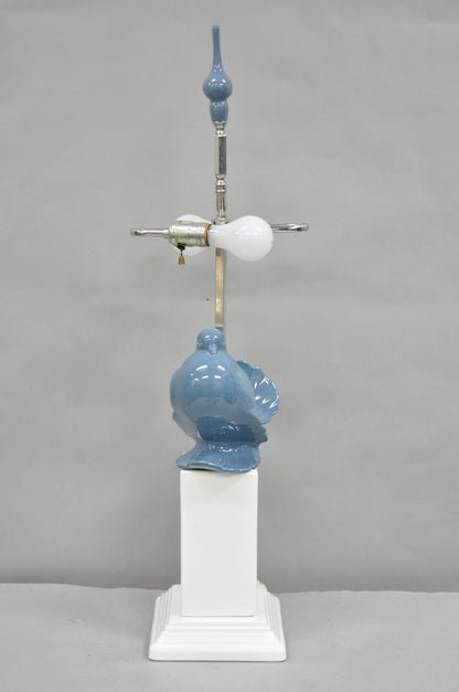 Vintage Chinoiserie Blue White Porcelain Hollywood Regency Dove Bird Table Lamp