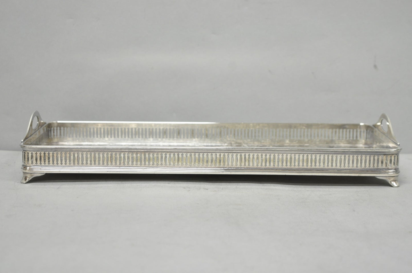 Antique Wilcox Victorian Engraved Narrow Silver Plated Trinket Dish "B" Monogram