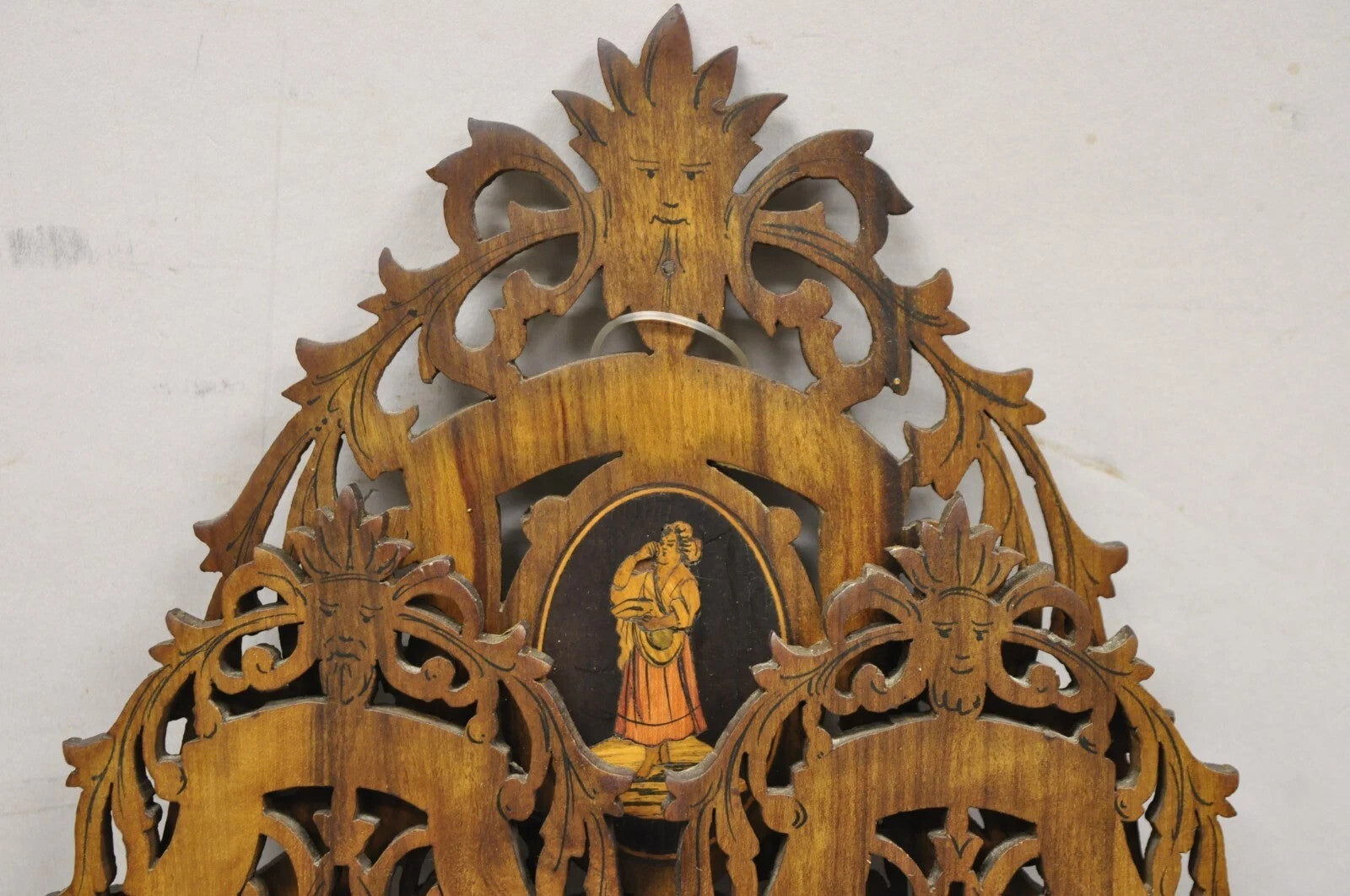 19th C Italian Sorrento Folding Marquetry Inlay Small Picture Frame Wall Mirror