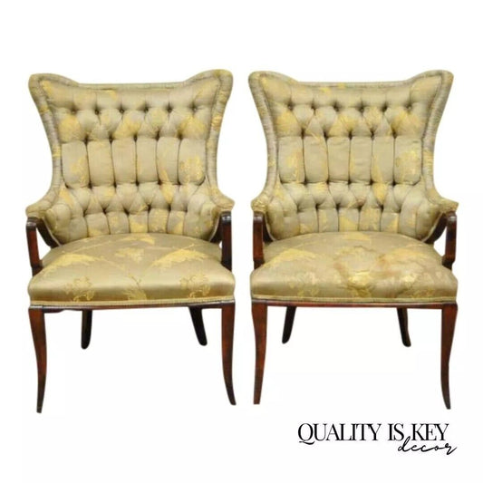 Grosfeld House Hollywood Regency Mahogany Arm Chairs after Dorothy Draper - Pair