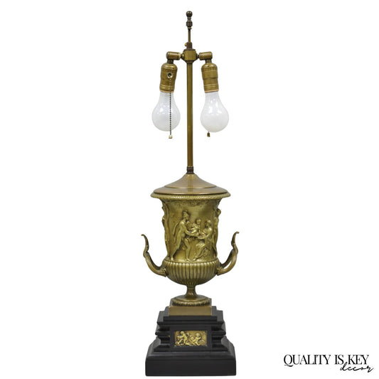 Antique Clodion French Neoclassical Figural Bronze Trophy Cup Urn Table Lamp
