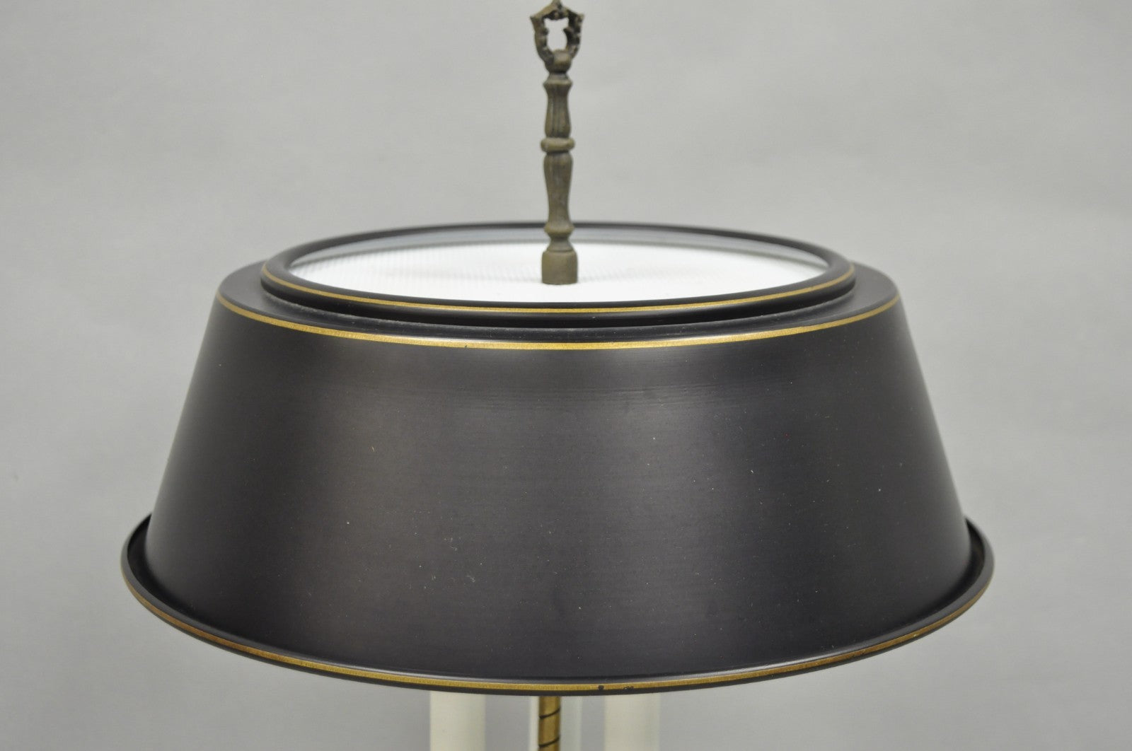 Vintage French Country Brass Candlestick Tole Metal Shade Bouilotte Desk Lamp