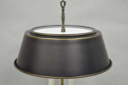 Vintage French Country Brass Candlestick Tole Metal Shade Bouilotte Desk Lamp