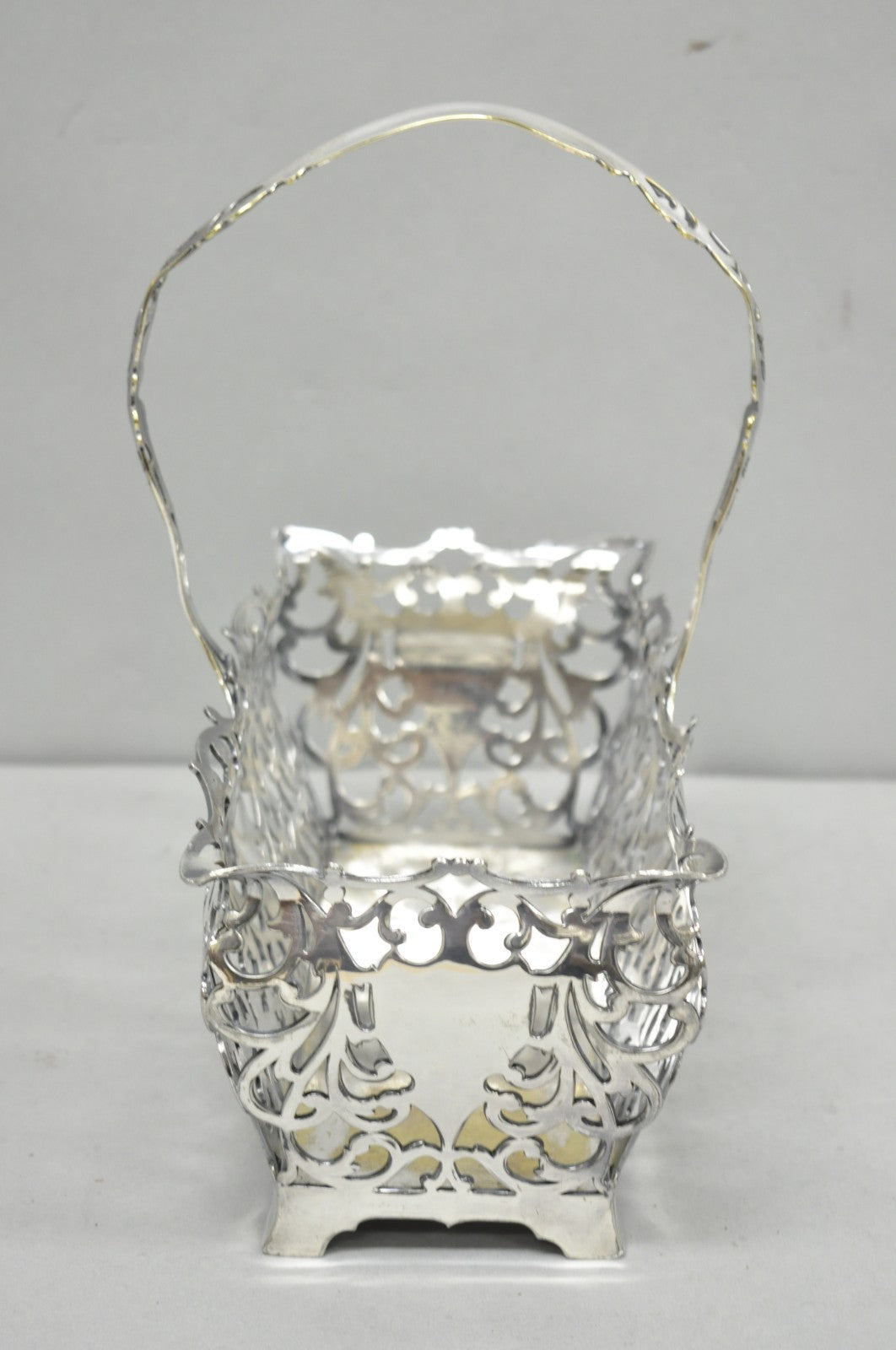 Antique Victorian Silver Plated Reticulated Scrollwork Bread Basket by Forbes