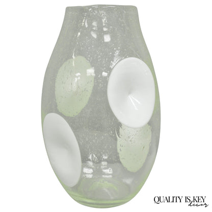 Vintage Mid Century Italian Modern Pulegoso Bubble Glass White Dimple 14" Vase