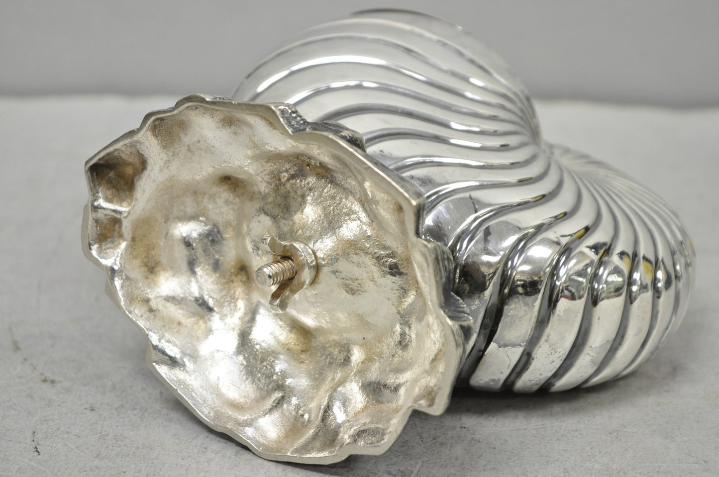 Antique Victorian Silver Plated Nautilus Figural Shell Form Spoon Warmer