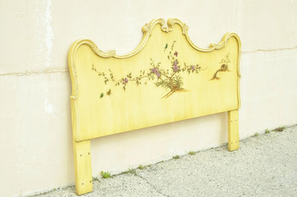 Vintage Chinoiserie Yellow Painted King Size Bed Headboard by Union National