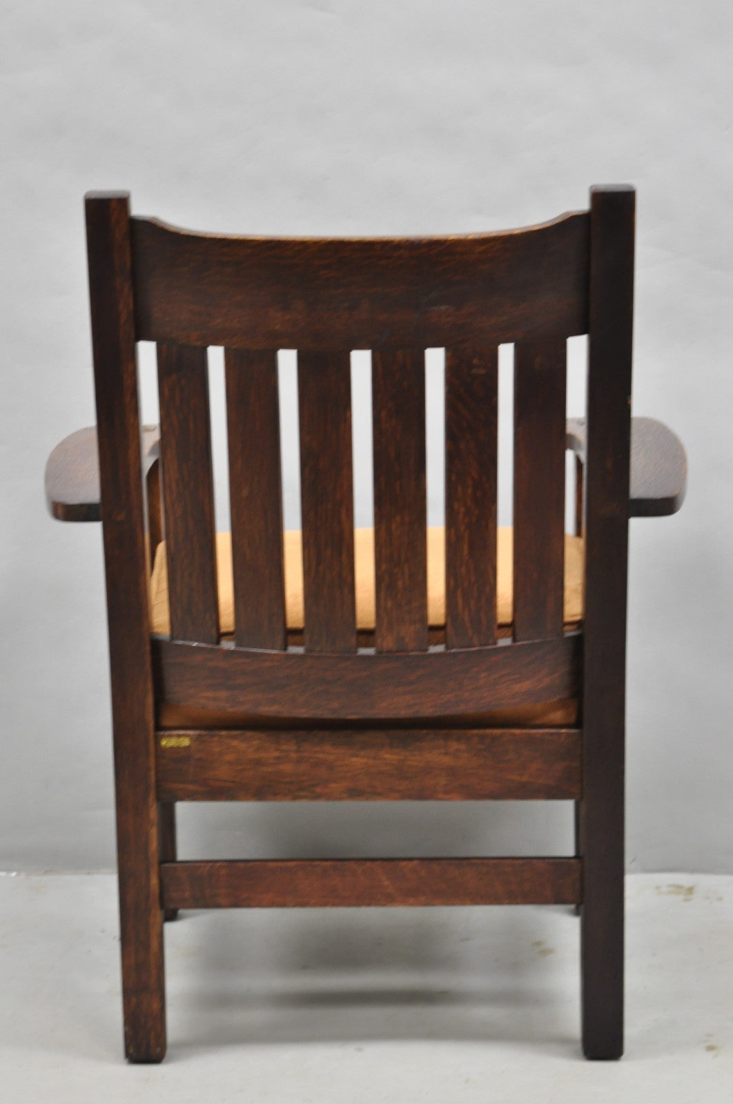 Antique Stickley & Brandt Mission Oak Arts & Crafts Arm Chair with Drop Seat