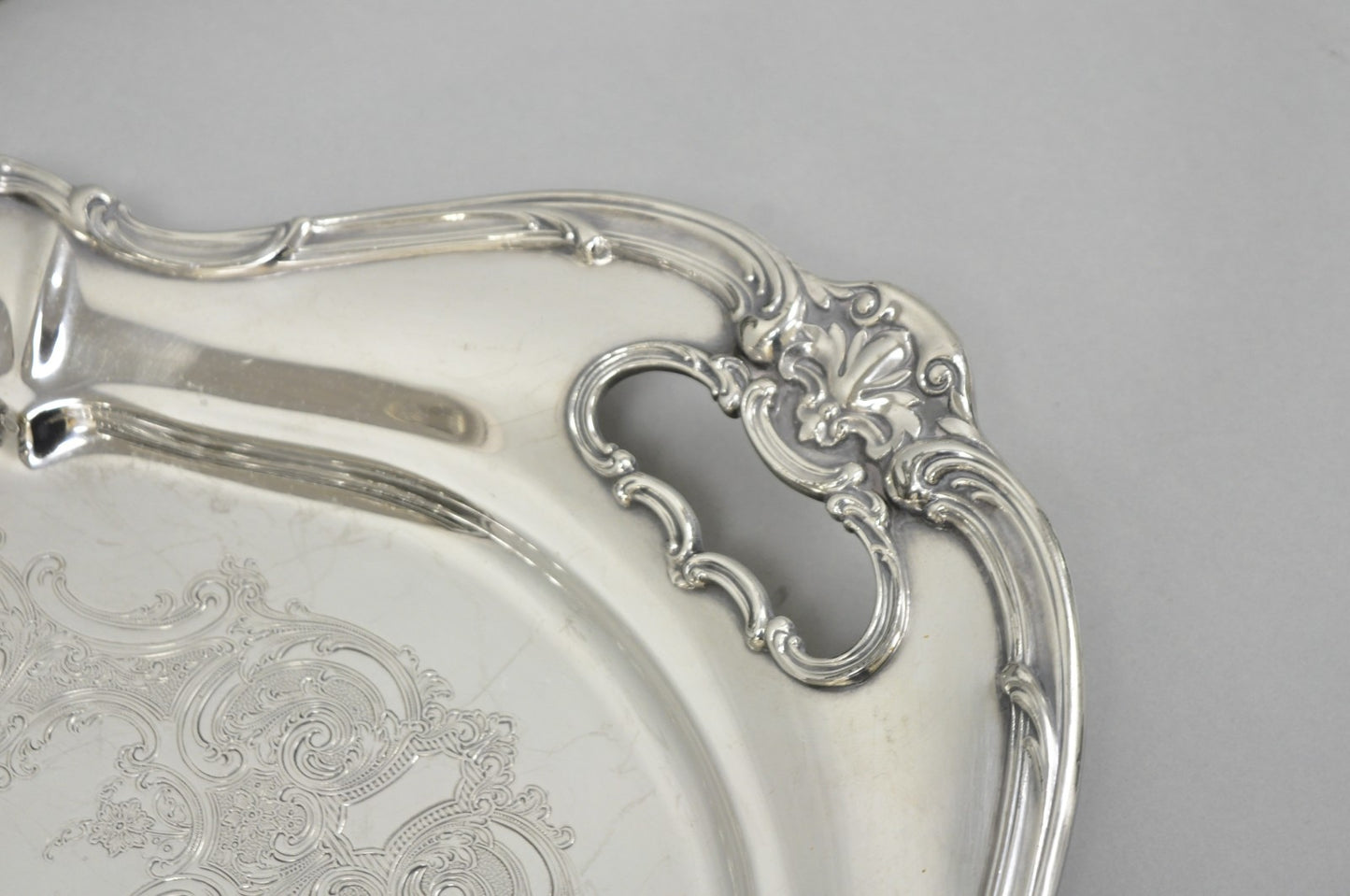 Antique Gorham Silver Plated Victorian Oval Butlers Serving Platter Bar Tray