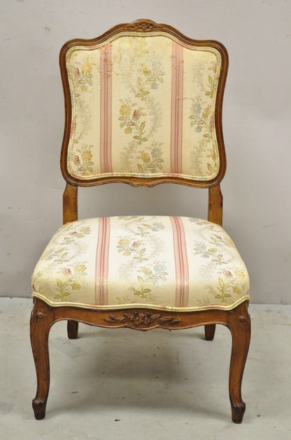 Vintage French Louis XV Style Small Boudoir Accent Side Chair w/ Pink Stripes