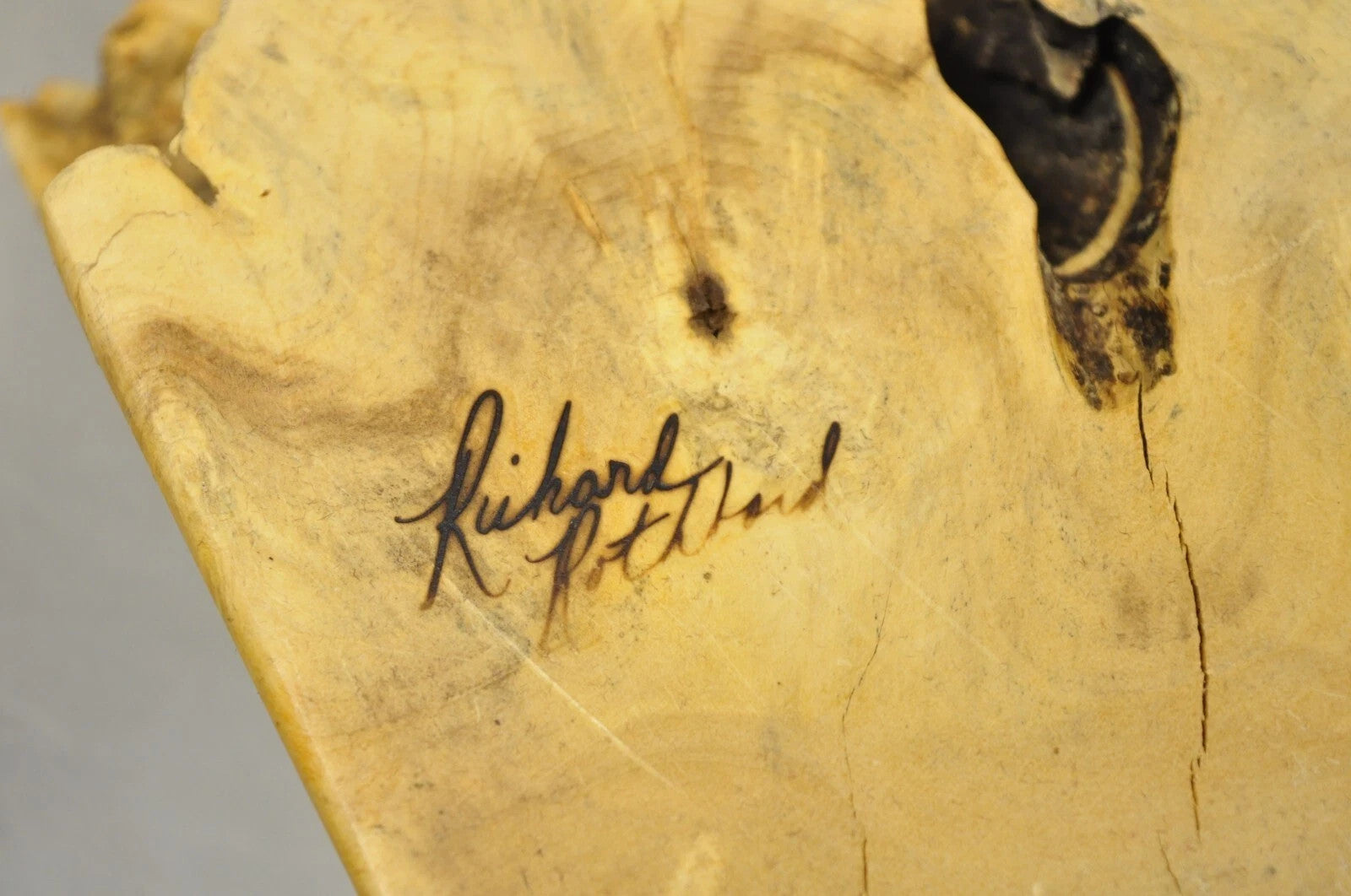 Richard Rothbard Mid Century Modern Burl Wood Live Edge Puzzle Jewelry Box