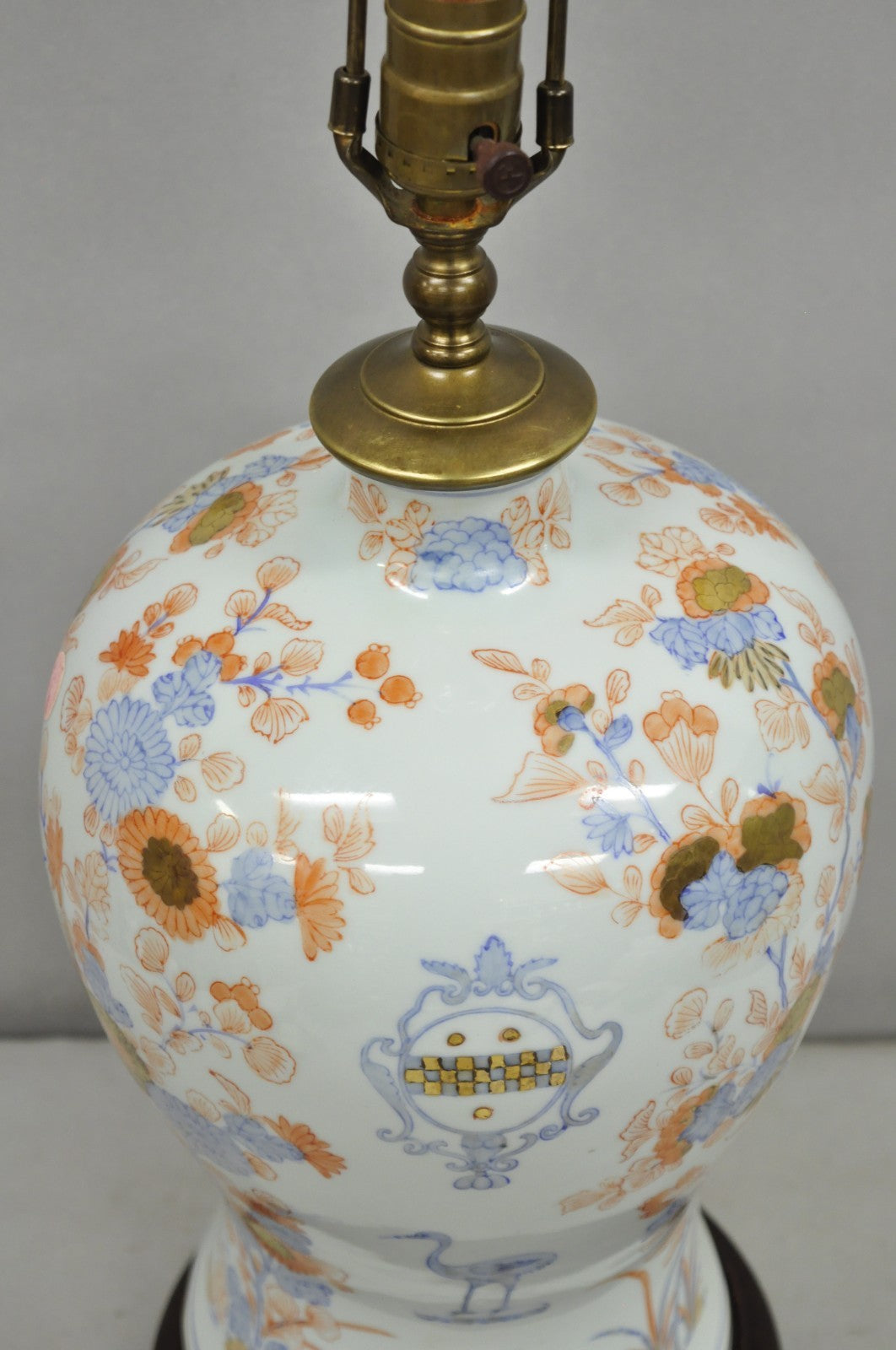 Japanese Imari Vase Oriental Blue Porcelain Armorial Ginger Jar Table Lamp