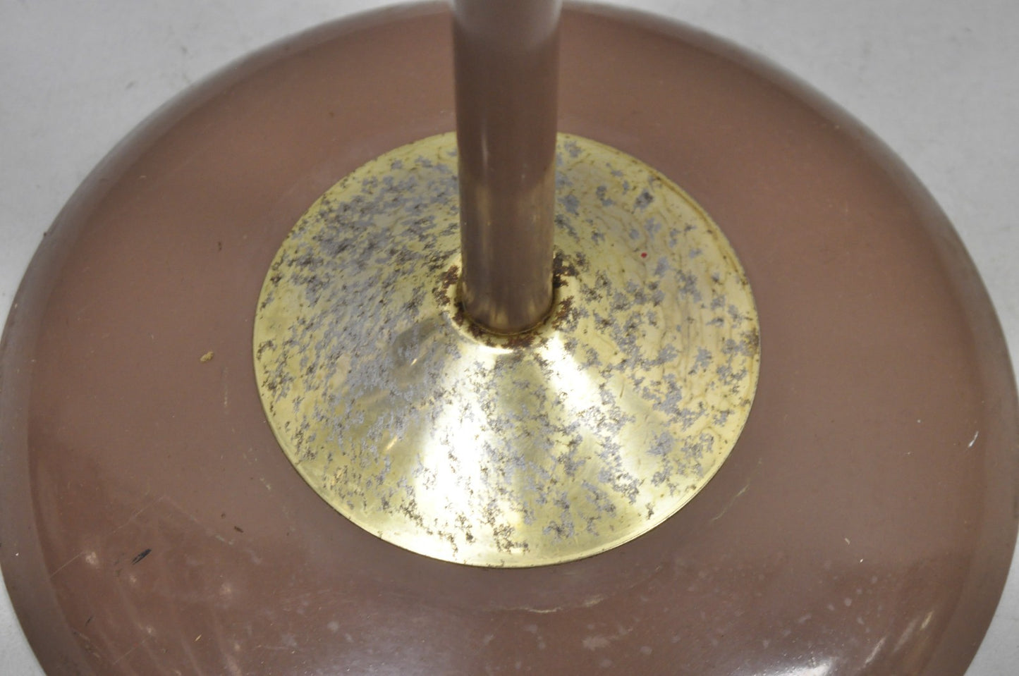 Vintage Mid Century Modern Taupe Triennial Greek Key Shade Floor Lamp