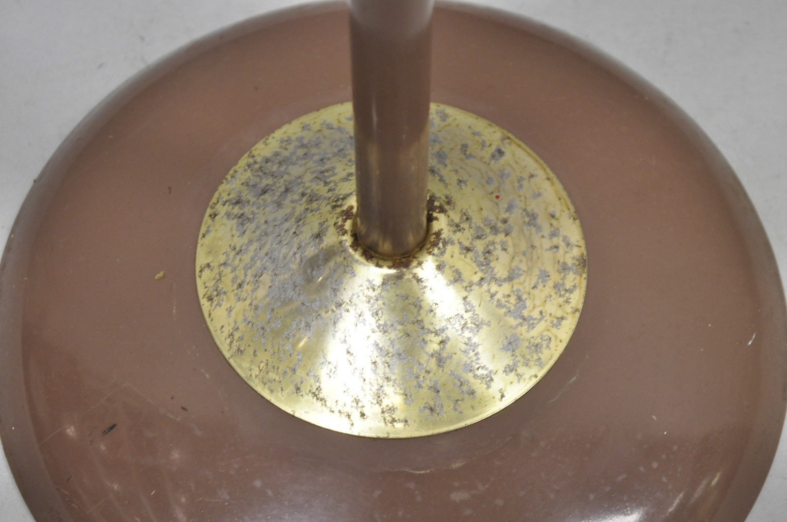 Vintage Mid Century Modern Taupe Triennial Greek Key Shade Floor Lamp