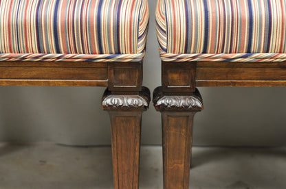 Vintage French Country Provincial Style Carved Walnut Dining Side Chair Set of 4