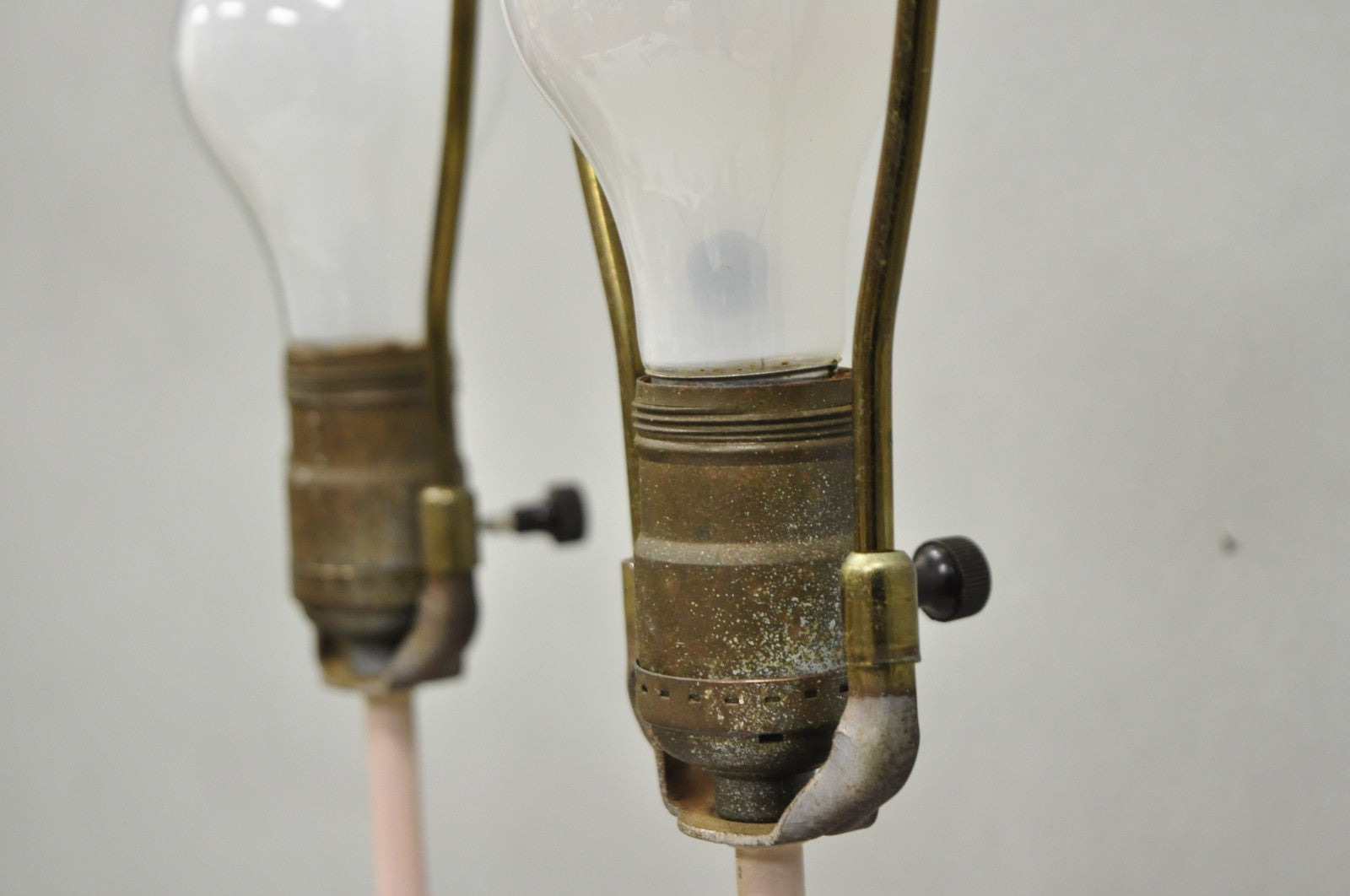Antique French Renaissance Figural Spelter Metal Figural Cherub Table Lamps Pair