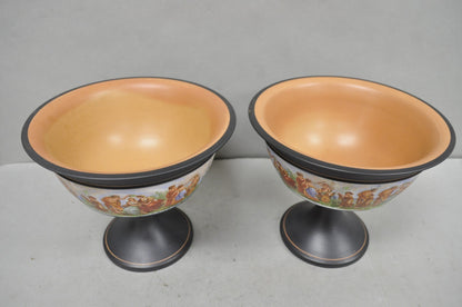 Ceramiche Florentine Italian Neoclassicall Terracotta Pottery Compote Dish, Pair